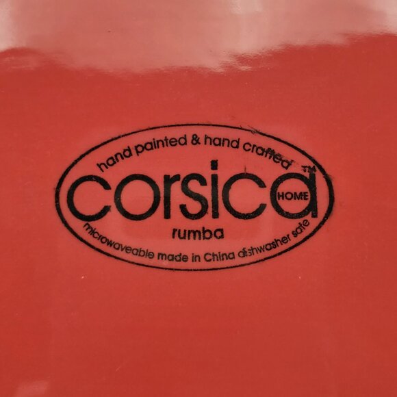 Corsica Home Rumba Square Salad Snack Plate Tabletops Unlimited Red Gold Plate - Picture 4 of 6